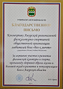 Благодарственное письмо губернатора Амурской области 2024